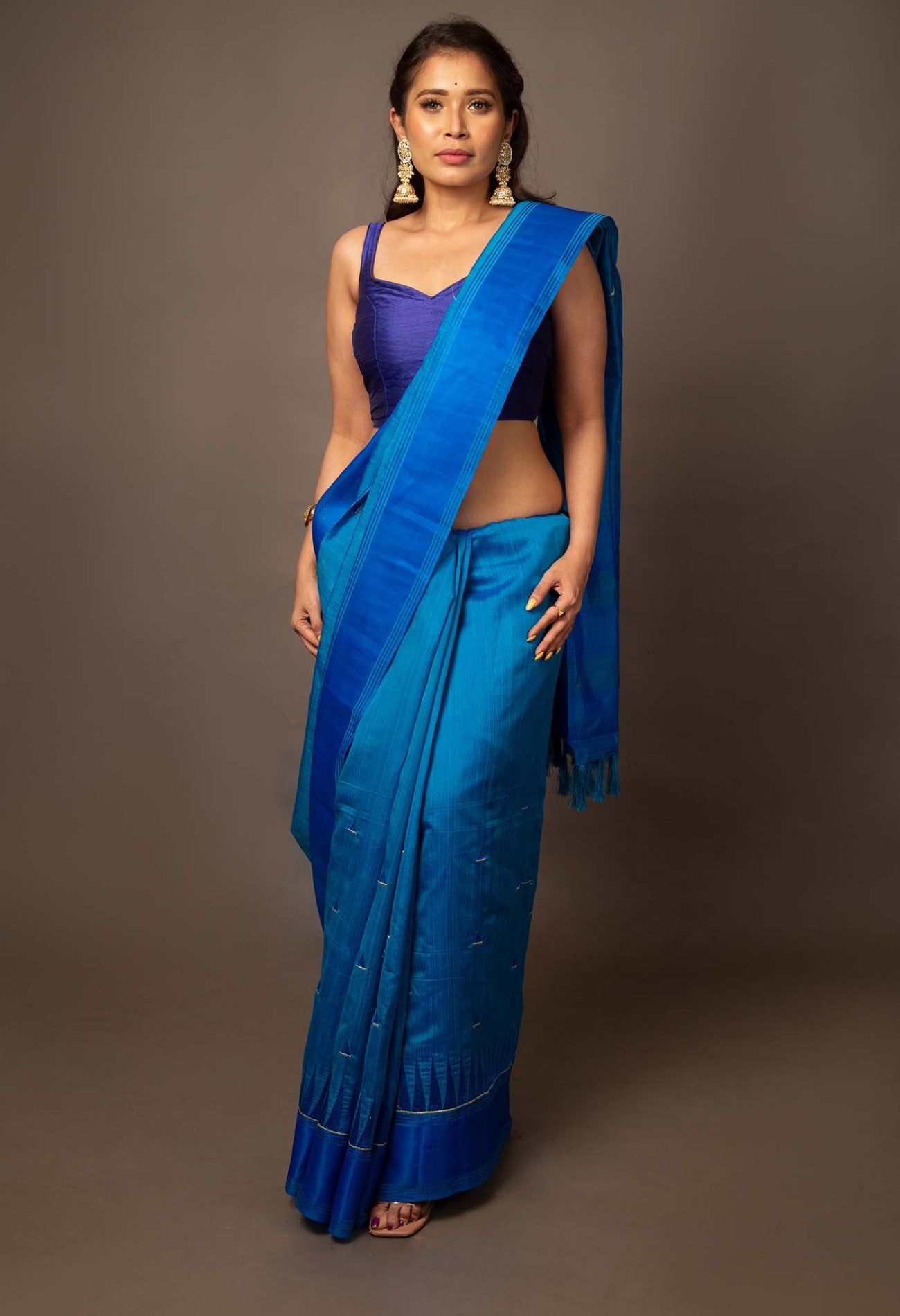 Online Shopping for Blue  Mysore Sico Saree with Embroidery Work with Embroidery from Karnataka at Unnatisilks.comIndia