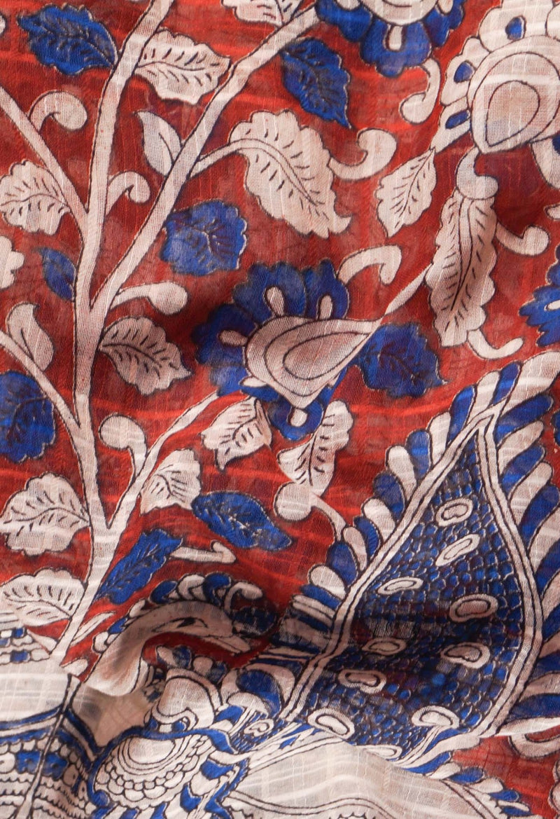 Online Shopping for Maroon Pure Kalamkari Cotton Saree with Kalamkari from Andhra Pradesh at Unnatisilks.comIndia
