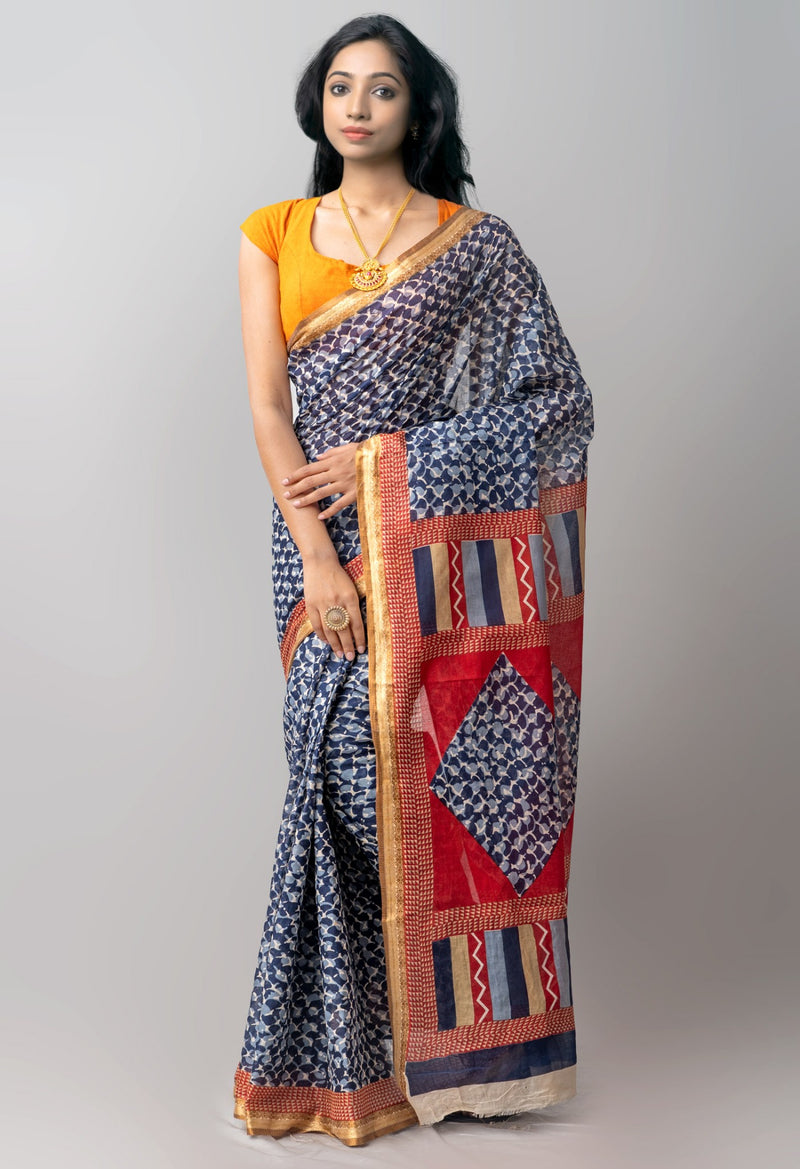 Blue Pure Krisha Cotton Saree