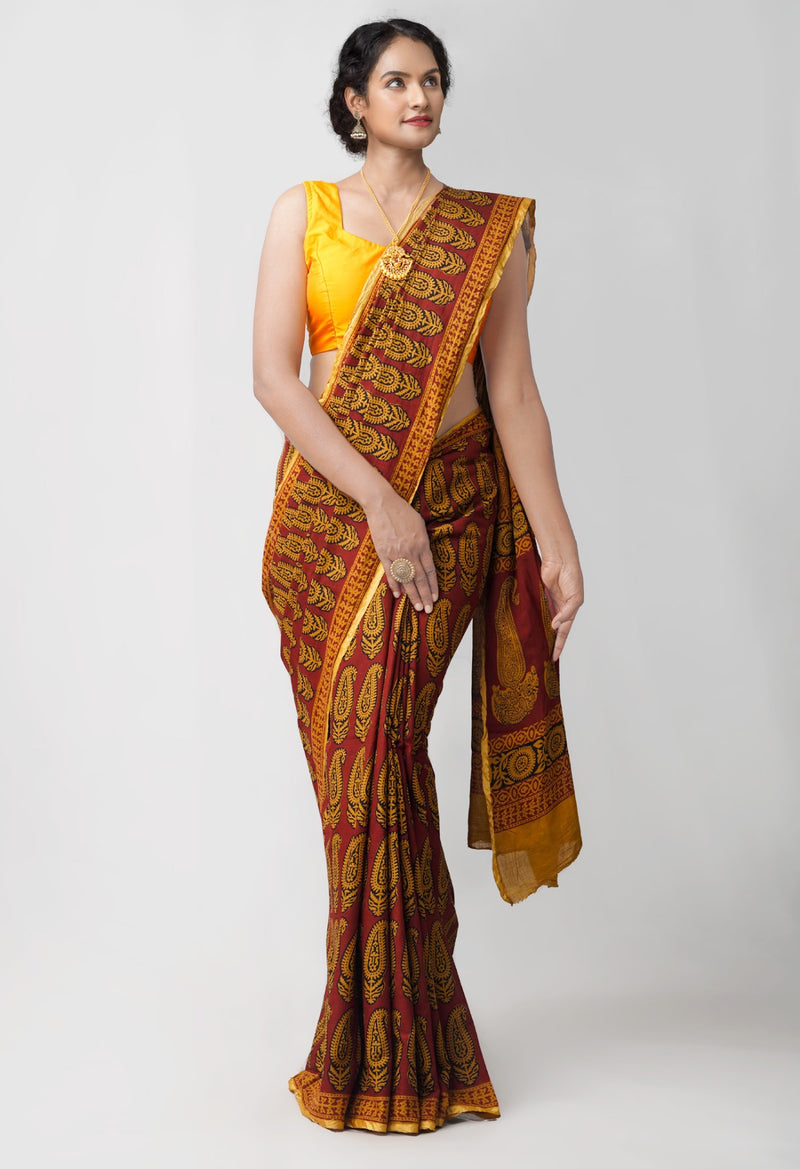 Online Shopping for Maroon Pure Superfine Venkatagiri Cotton Saree with Bagh from Andhra Pradesh at Unnatisilks.comIndia
