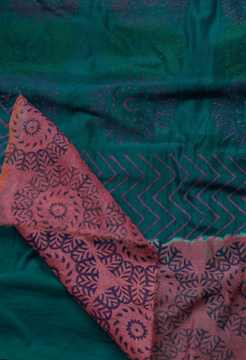 Online Shopping for Pink  Block Printed Supernet Saree with Hand Block Prints from Rajasthan at Unnatisilks.comIndia
