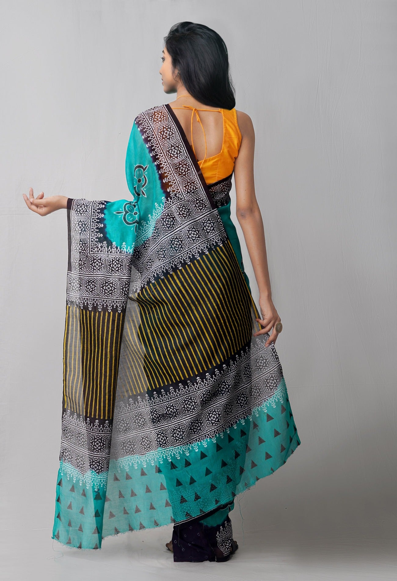 Online Shopping for Green  Block Printed Supernet Saree with Hand Block Prints from Rajasthan at Unnatisilks.comIndia
