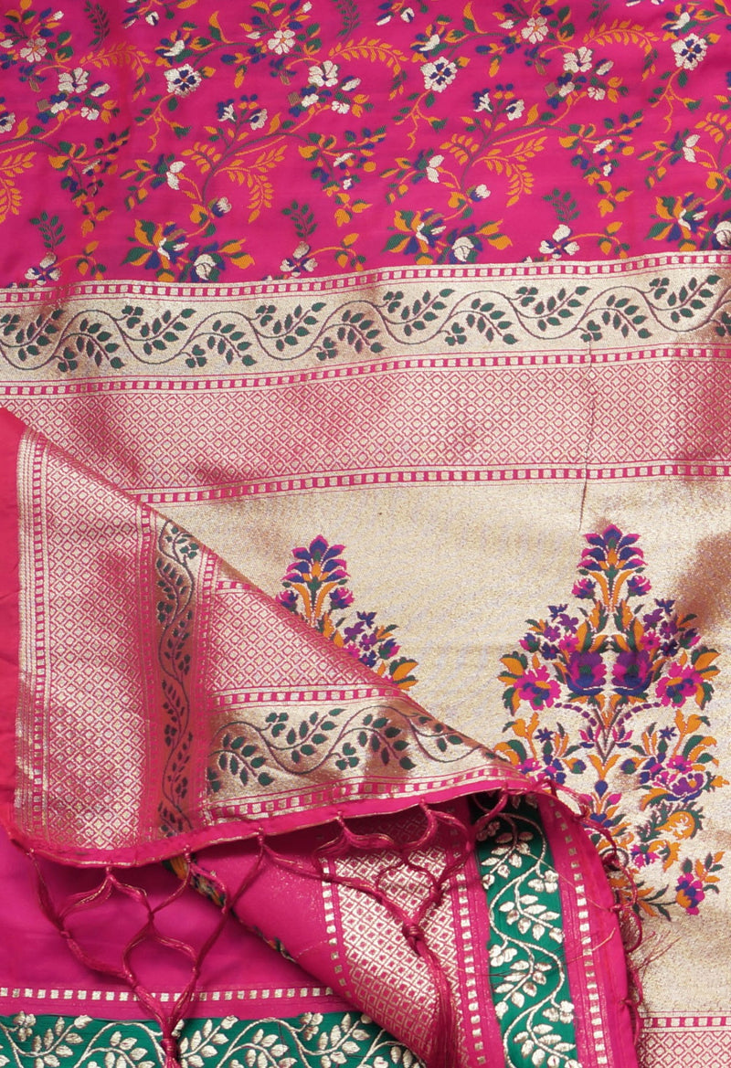 Pink  Banarasi Silk Saree