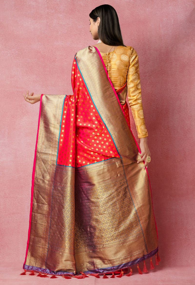 Online Shopping for Pink-Red  Arani Kanjivaram Silk Saree with Weaving from Tamil Nadu at Unnatisilks.comIndia
