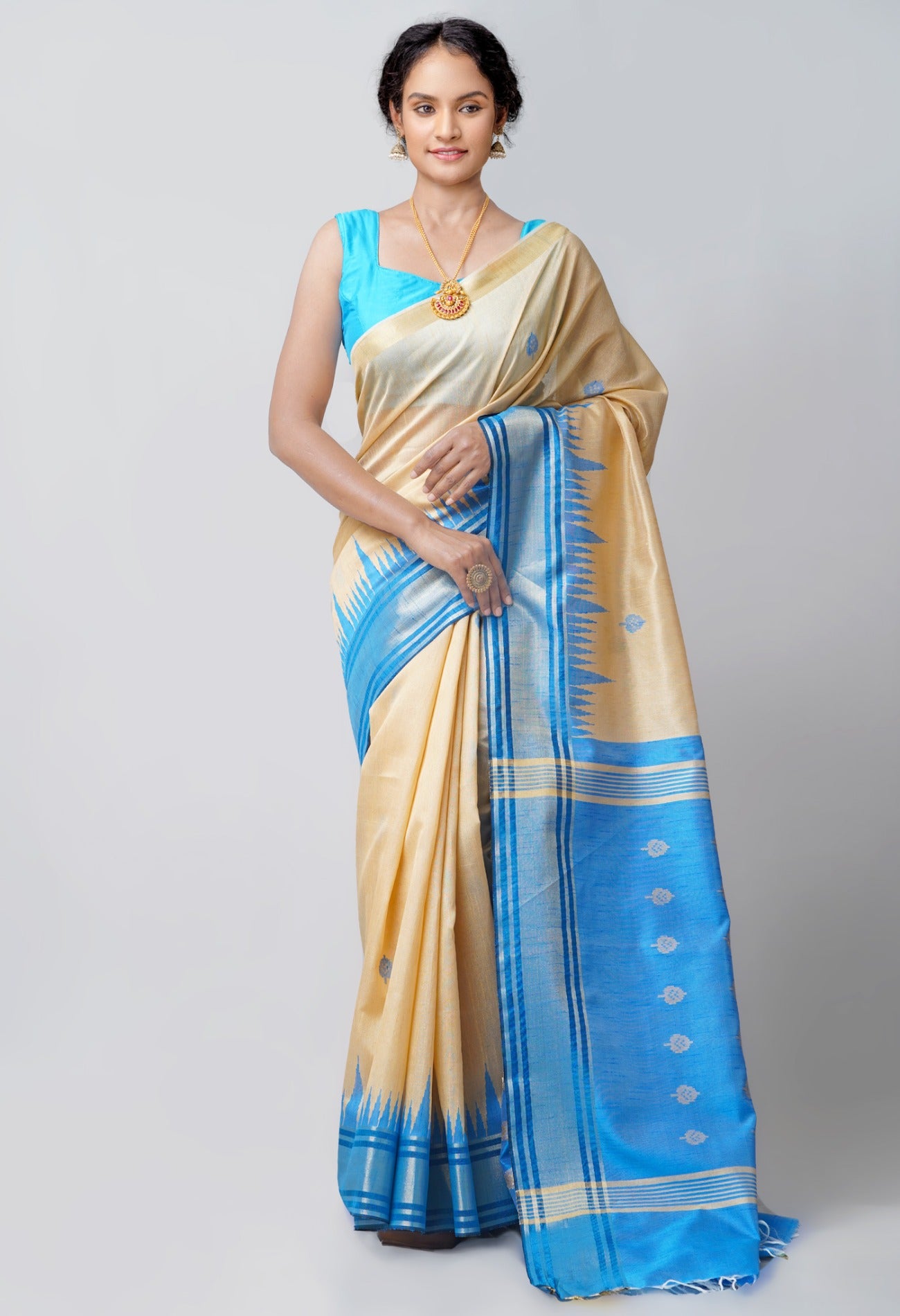 Brown  Bengal Linen Saree-UNM61750