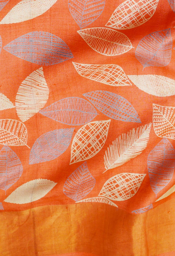 Red Pure Handloom Bengal Tussar Silk Saree