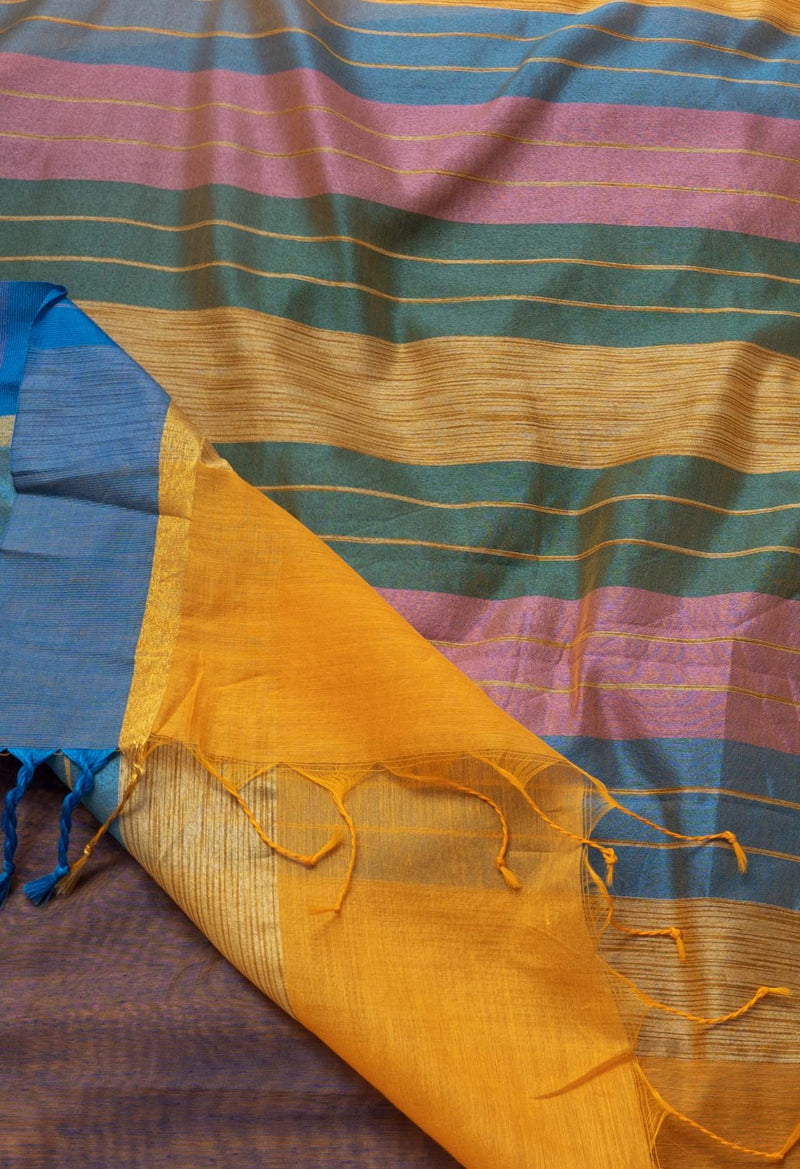 Yellow  Chanderi Sico Saree