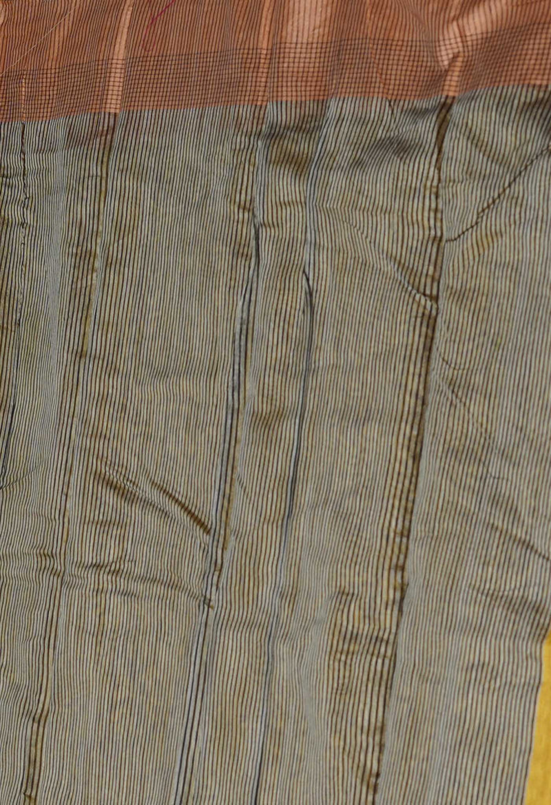Mustard Yellow Chanderi Sico Saree-UNM61866