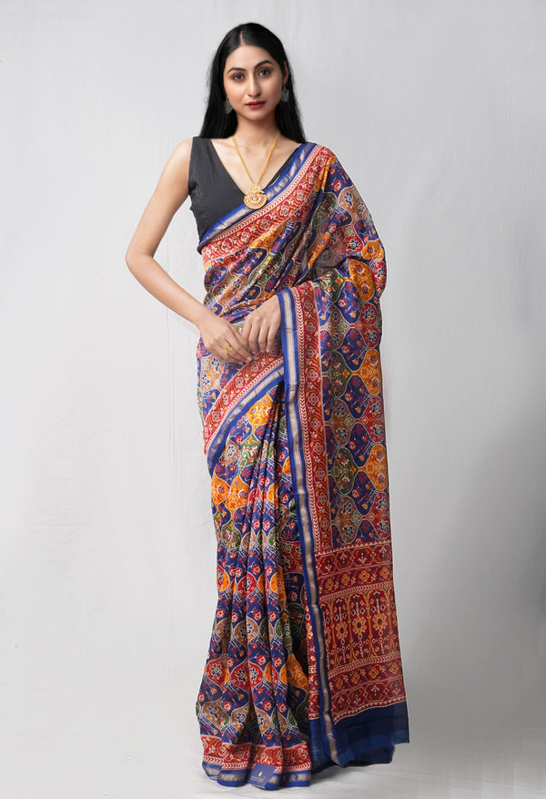 Multi Pure Patola Printed Chanderi Sico Saree-UNM61871
