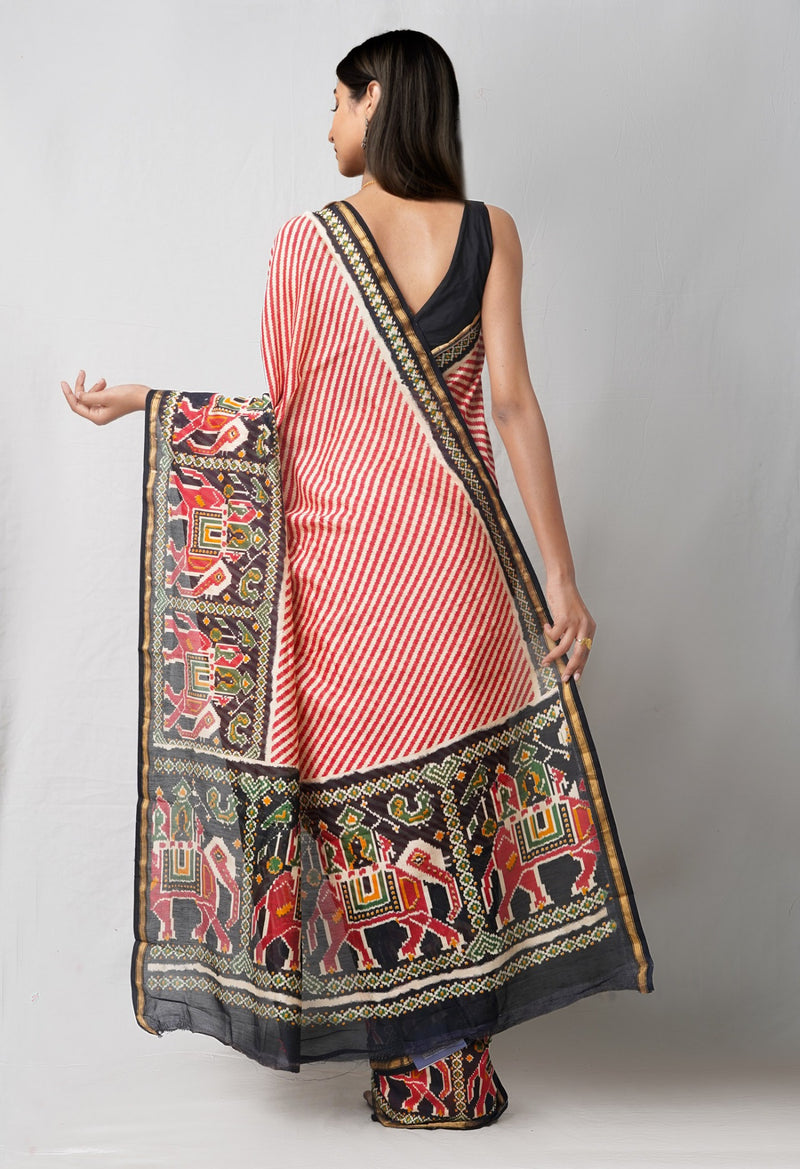 Online Shopping for Multi-Cream Pure Patola Printed Chanderi Sico Saree with Hand Block Prints from Madhya Pradesh at Unnatisilks.comIndia
