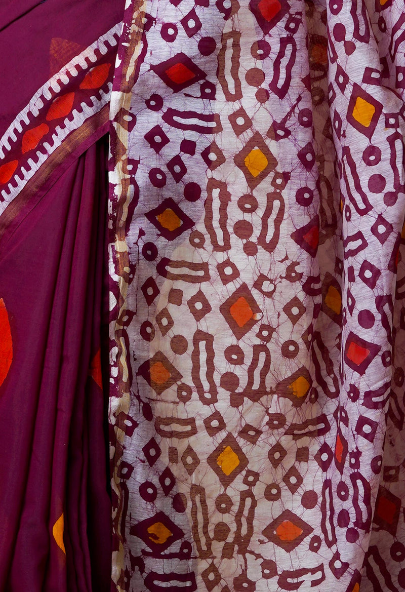 Maroon Pure Chanderi Sico Saree-unm61899
