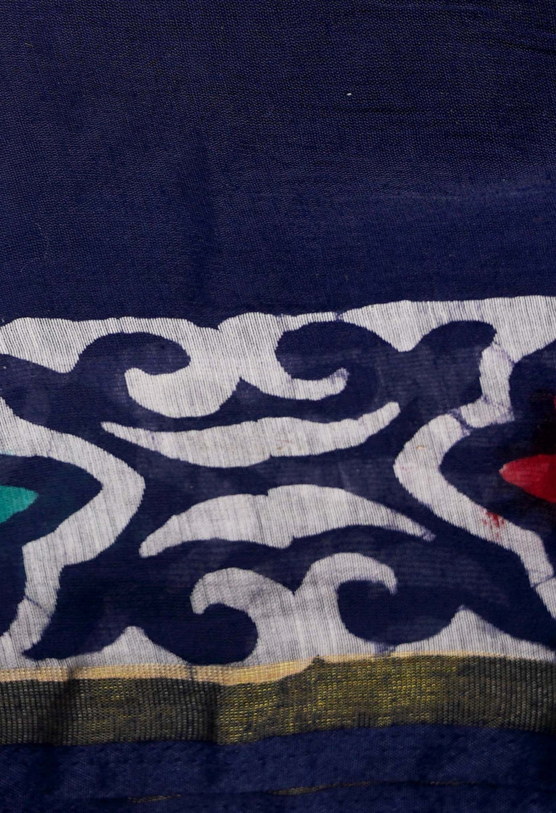 Online Shopping for navy Blue Pure Chanderi Sico Saree with Batik from Madhya Pradesh at Unnatisilks.comIndia
