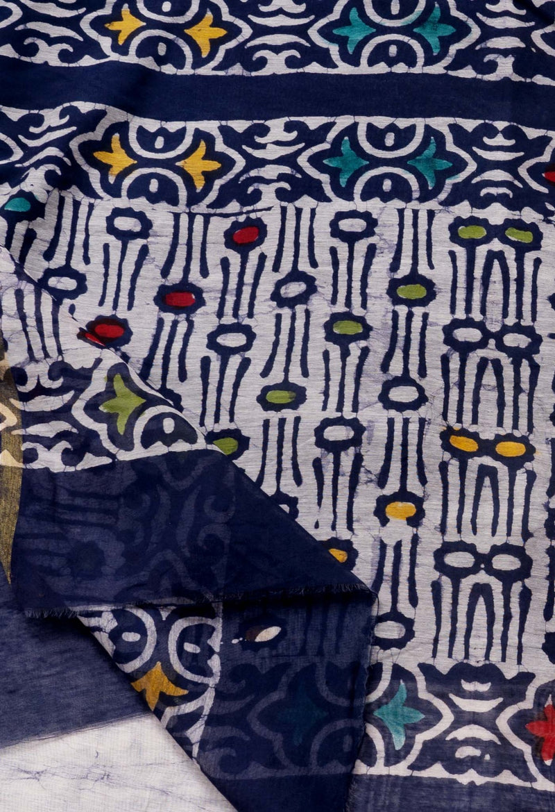 navy Blue Pure Chanderi Sico Saree