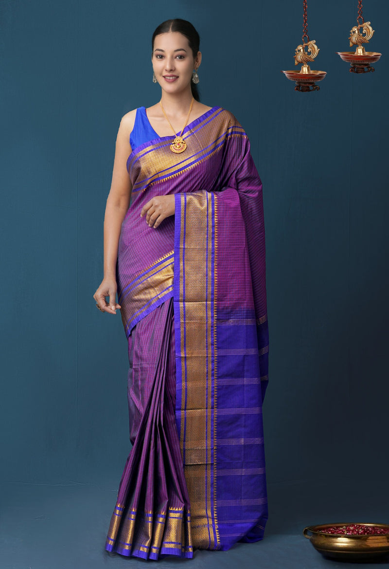 Pink Pure Handloom Narayanpet Poly Silk Saree