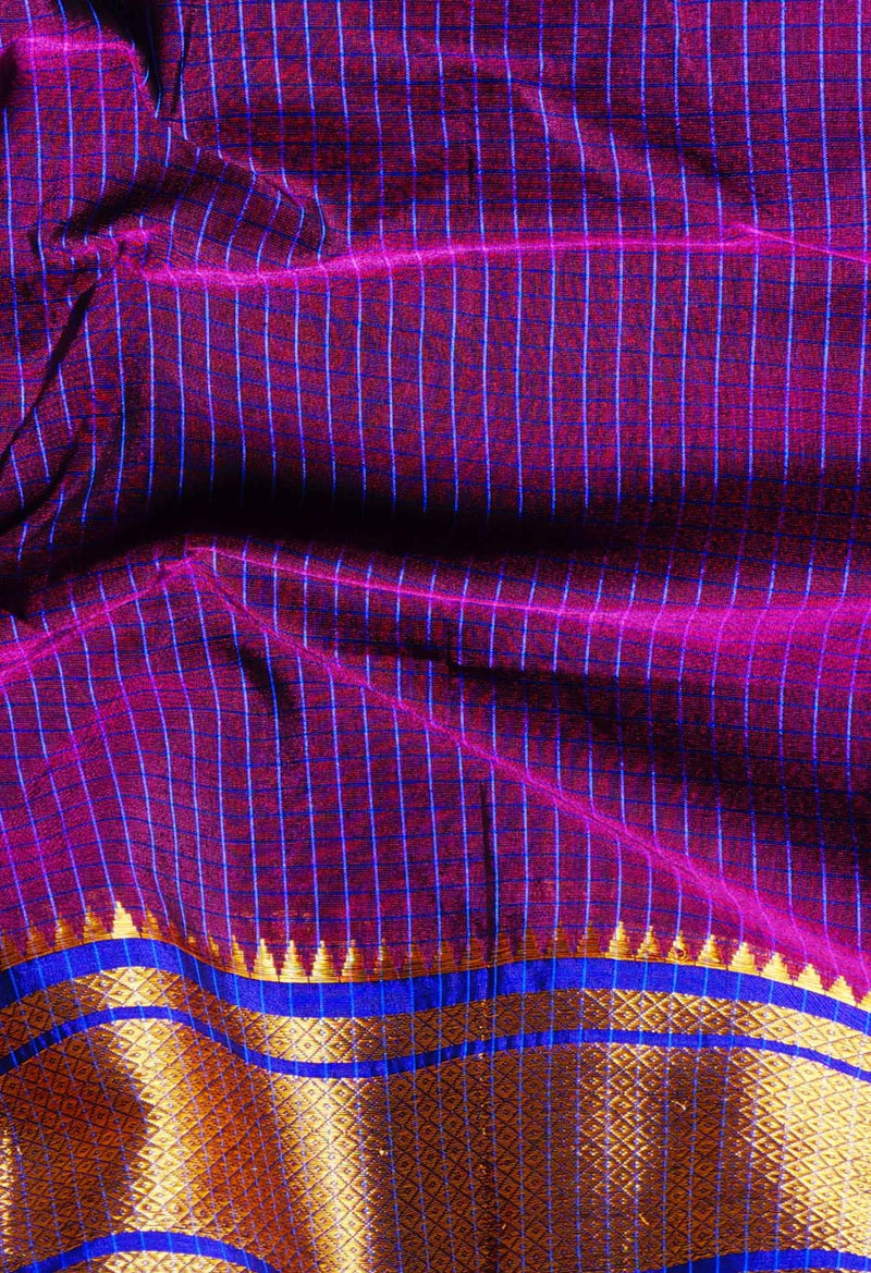 Pink Pure Handloom Narayanpet Poly Silk Saree