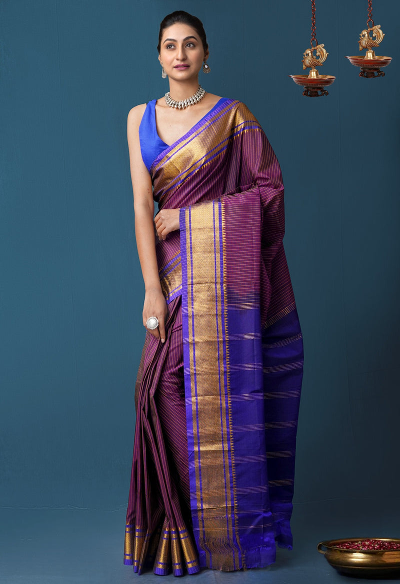 Pink Pure Handloom Narayanpet Poly Silk Saree