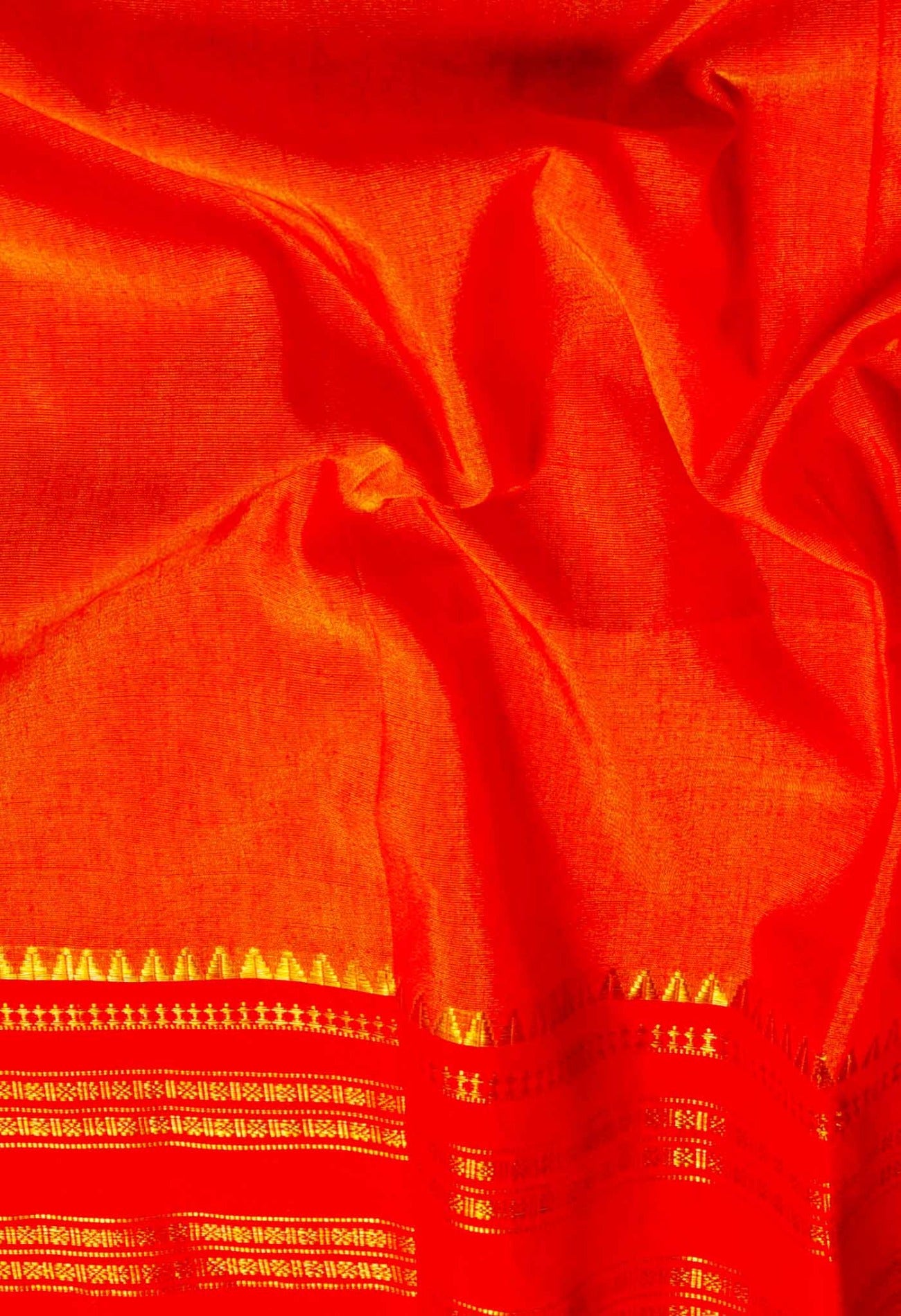 Orange Pure Handloom Narayanpet Poly Silk Saree