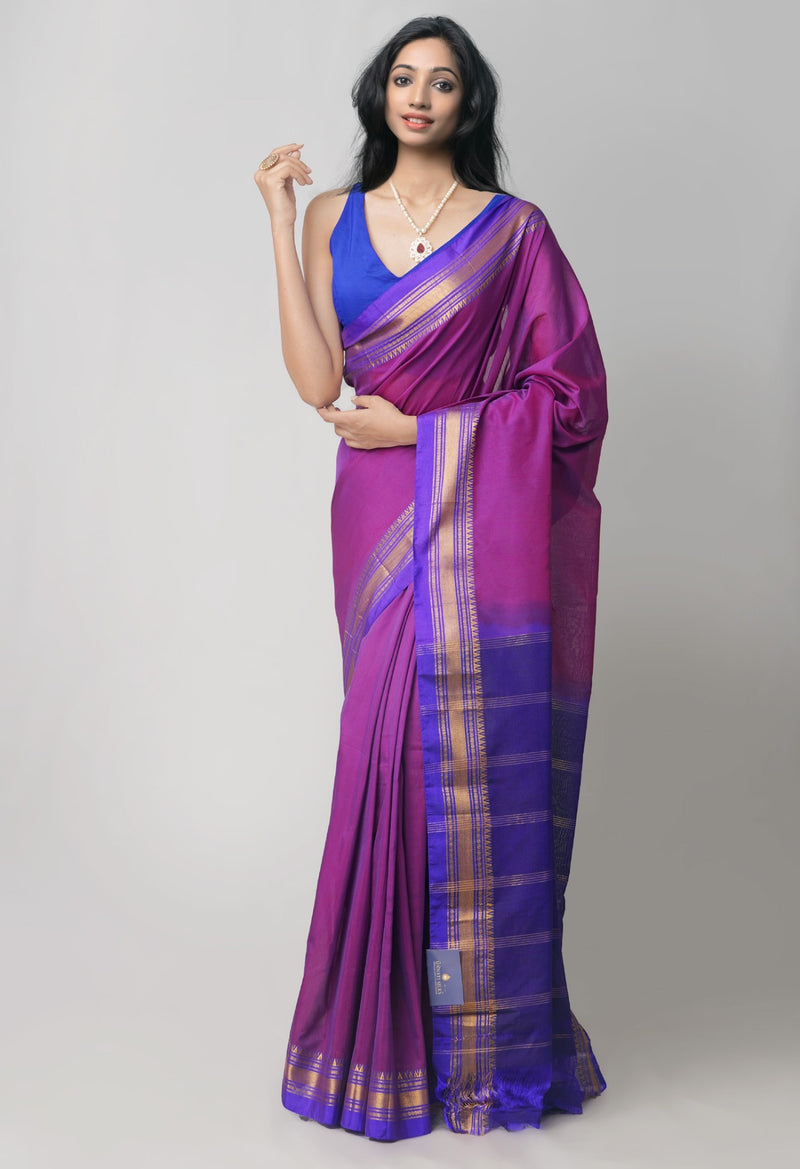 Pink Pure Handloom Narayanpet Poly Silk Saree
