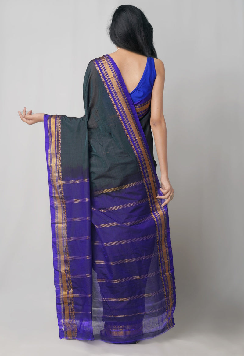 Online Shopping for Grey Pure Handloom Narayanpet Poly Silk Saree with Weaving from Telangana at Unnatisilks.com India
