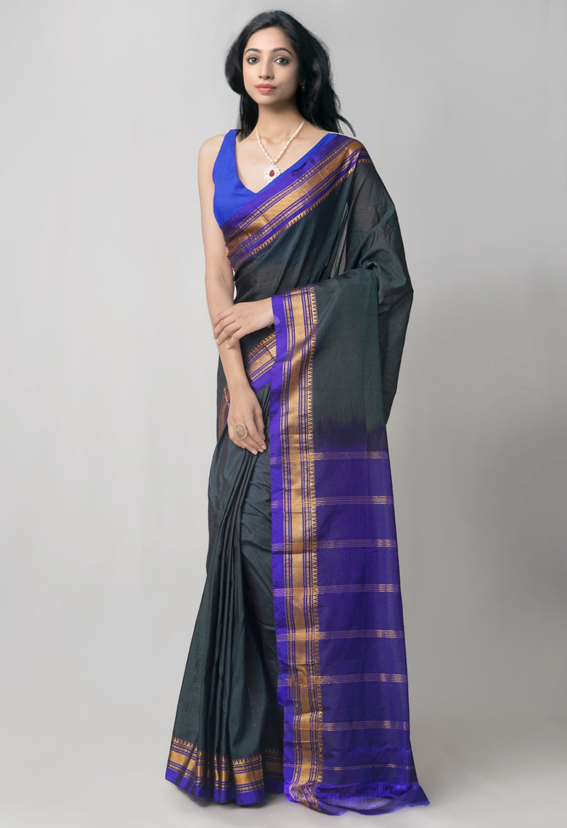 Grey Pure Handloom Narayanpet Poly Silk Saree