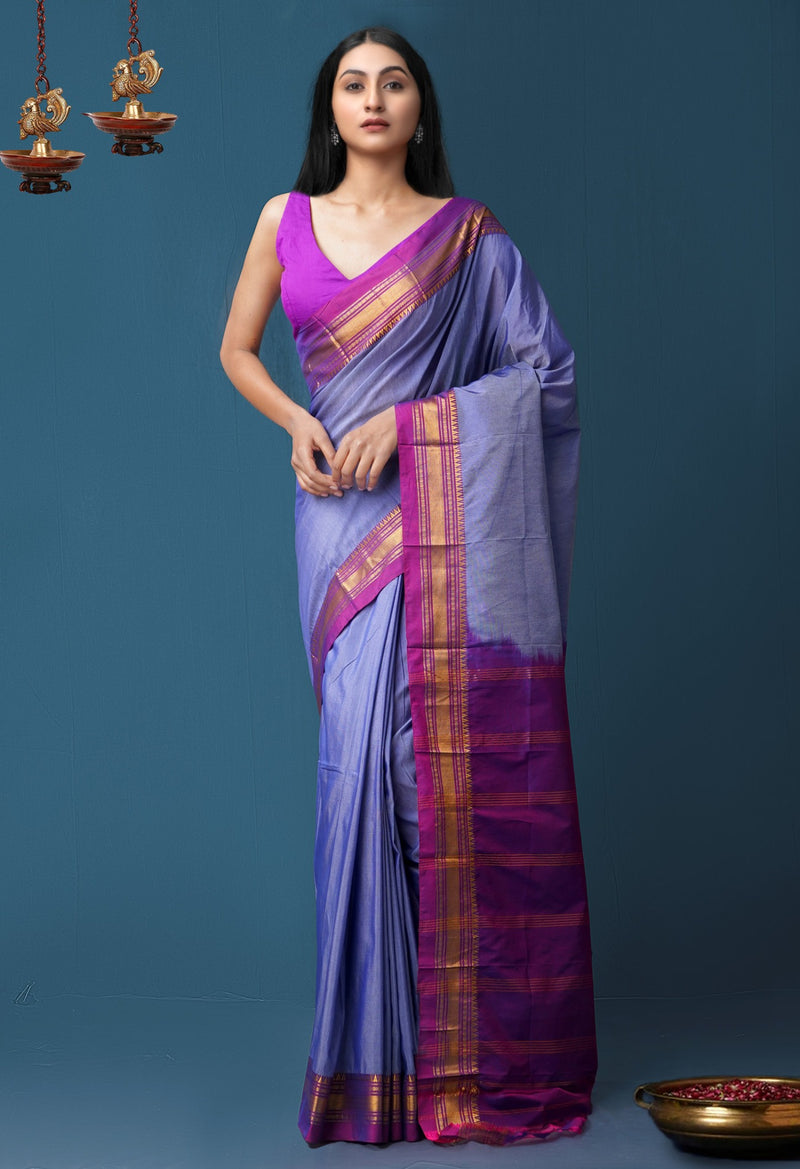Grey Pure Handloom Narayanpet Poly Silk Saree