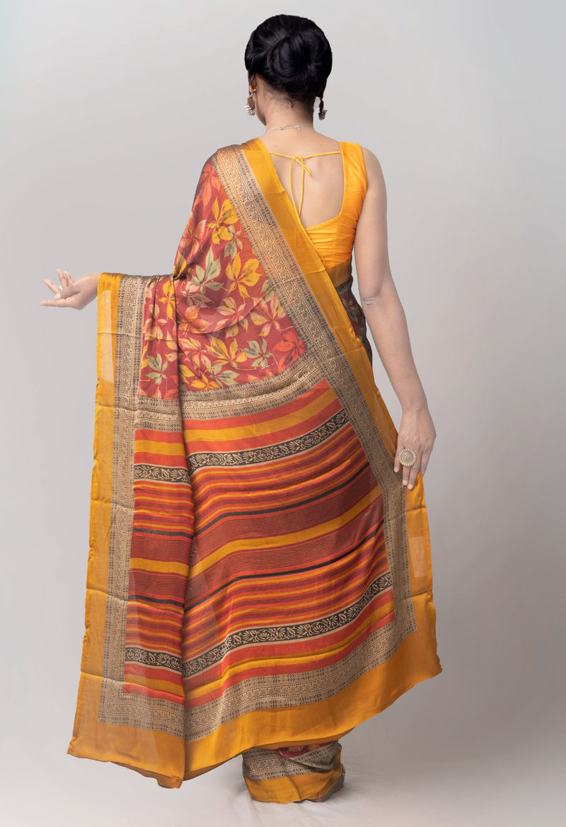 Online Shopping for Maroon  Printed Art Chiffon Saree with Chiffon from Punjab at Unnatisilks.comIndia
