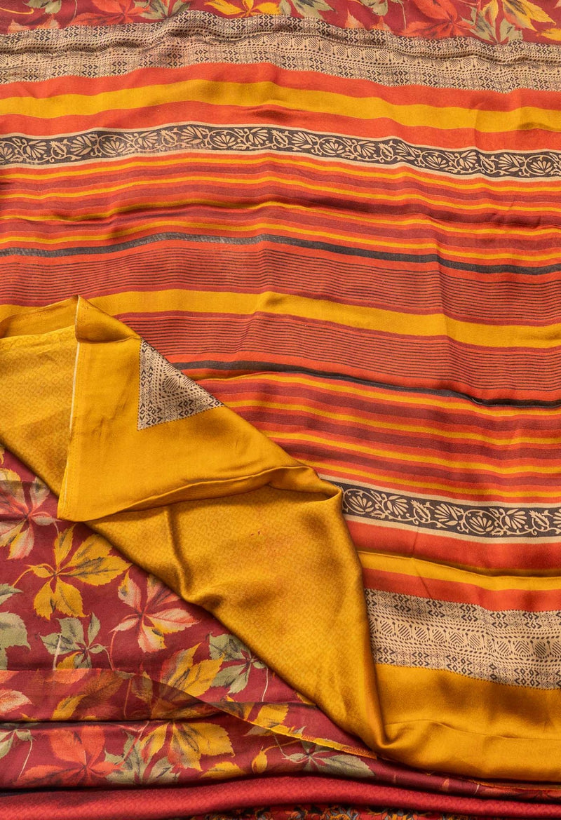 Maroon  Printed Art Chiffon Saree-UNM62001