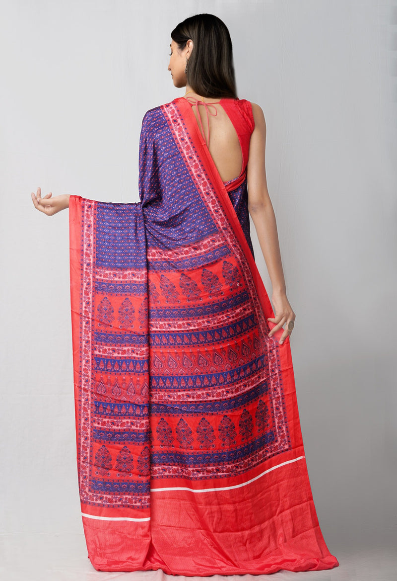 Online Shopping for Navy Blue   Crepe Soft Silk Saree with Fancy/Ethnic Prints from Punjab at Unnatisilks.comIndia
