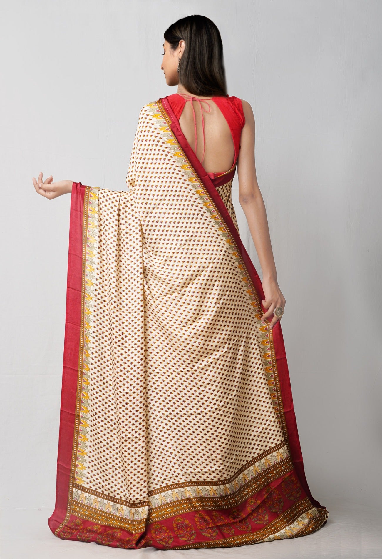 Online Shopping for Cream  Crepe Soft Silk Saree with Fancy/Ethnic Prints from Punjab at Unnatisilks.comIndia
