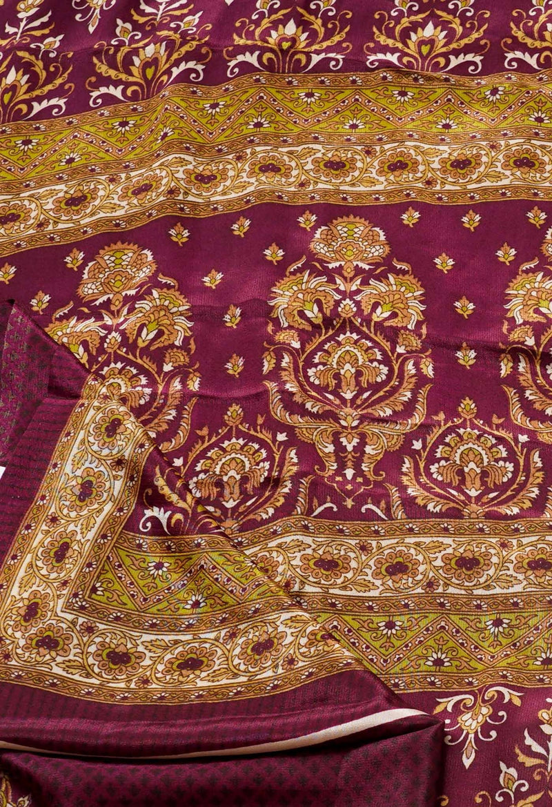 Online Shopping for Purple  Crepe Soft Silk Saree with Fancy/Ethnic Prints from Punjab at Unnatisilks.comIndia
