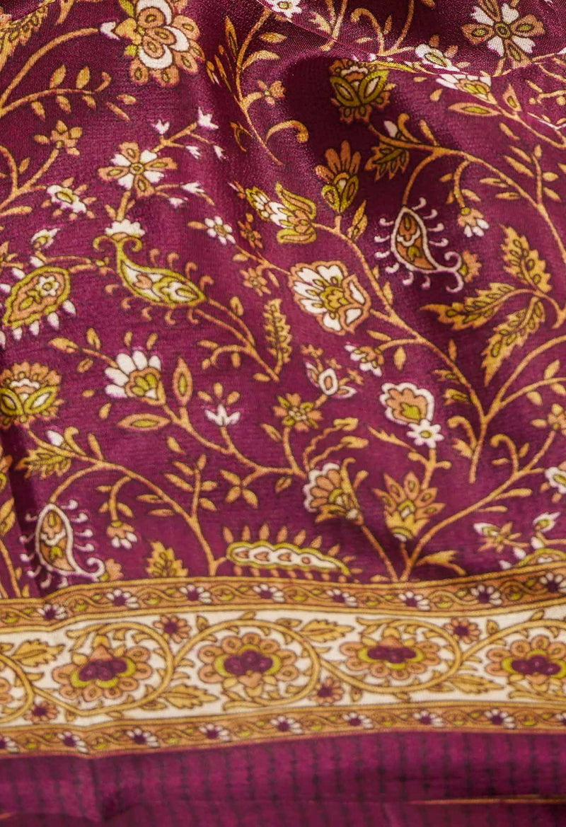 Purple  Crepe Soft Silk Saree