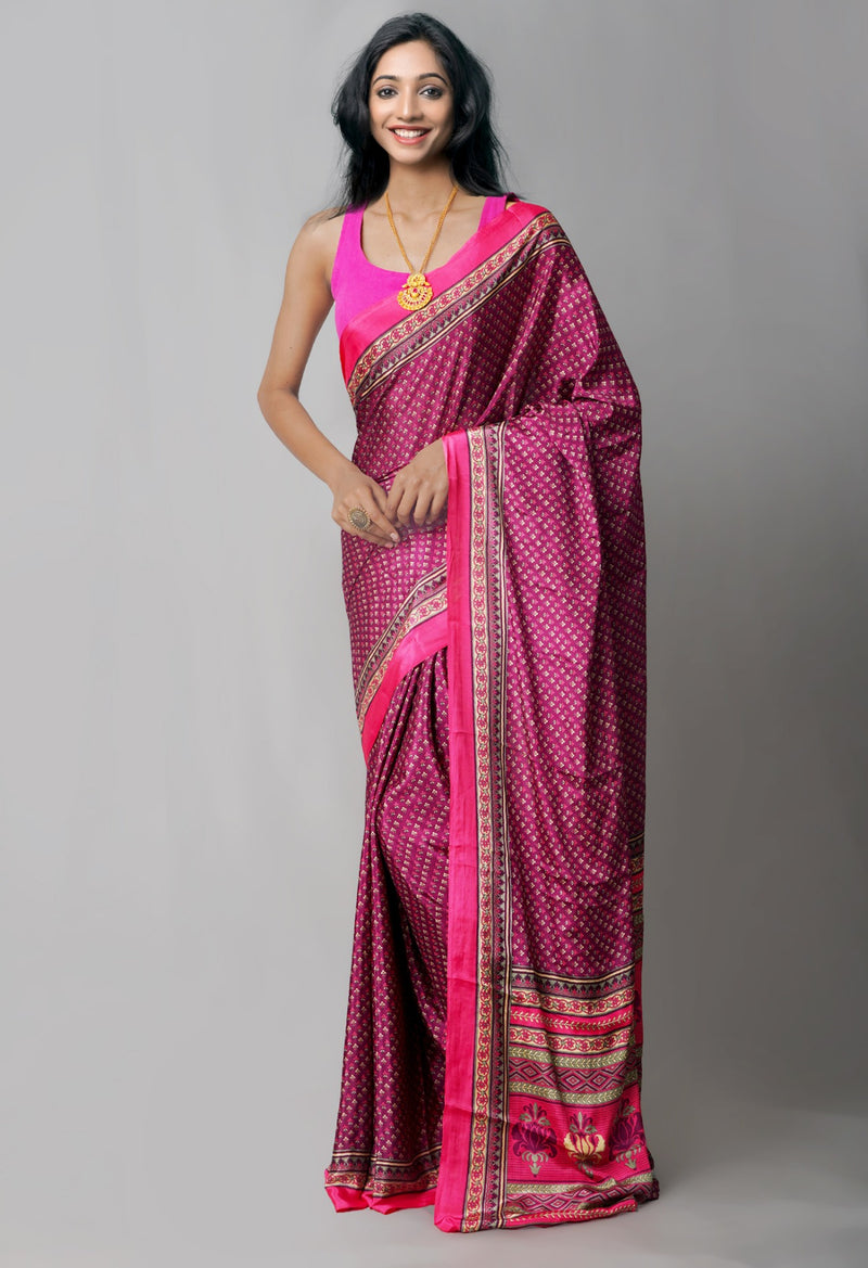 Purple  Crepe Soft Silk Saree