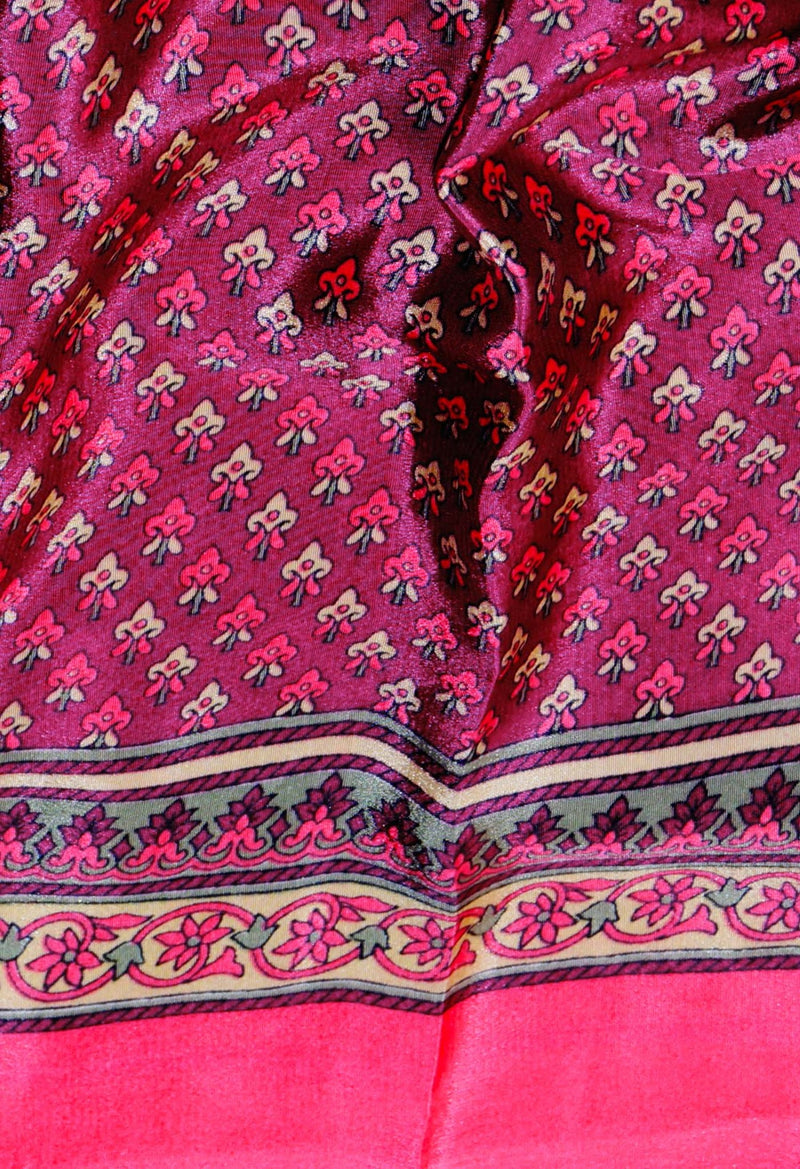 Purple  Crepe Soft Silk Saree