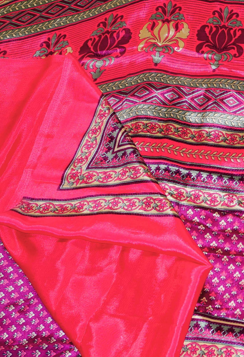 Online Shopping for Purple  Crepe Soft Silk Saree with Fancy/Ethnic Prints from Punjab at Unnatisilks.comIndia
