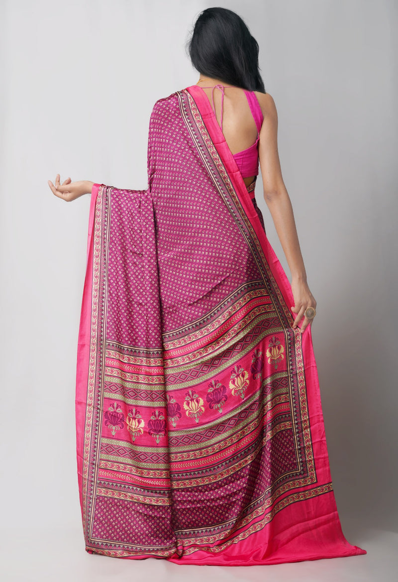 Online Shopping for Purple  Crepe Soft Silk Saree with Fancy/Ethnic Prints from Punjab at Unnatisilks.comIndia
