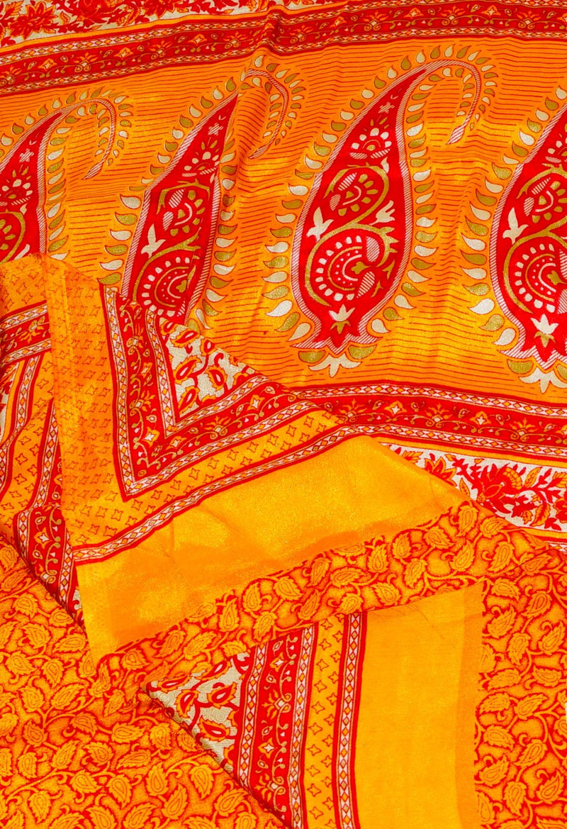 Online Shopping for Cream  Crepe Soft Silk Saree with Fancy/Ethnic Prints from Punjab at Unnatisilks.comIndia
