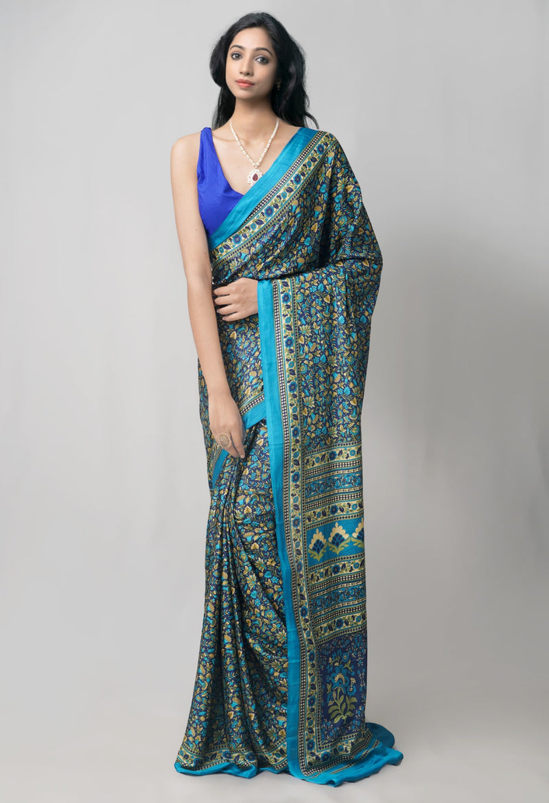 Navy Blue  Crepe Soft Silk Saree