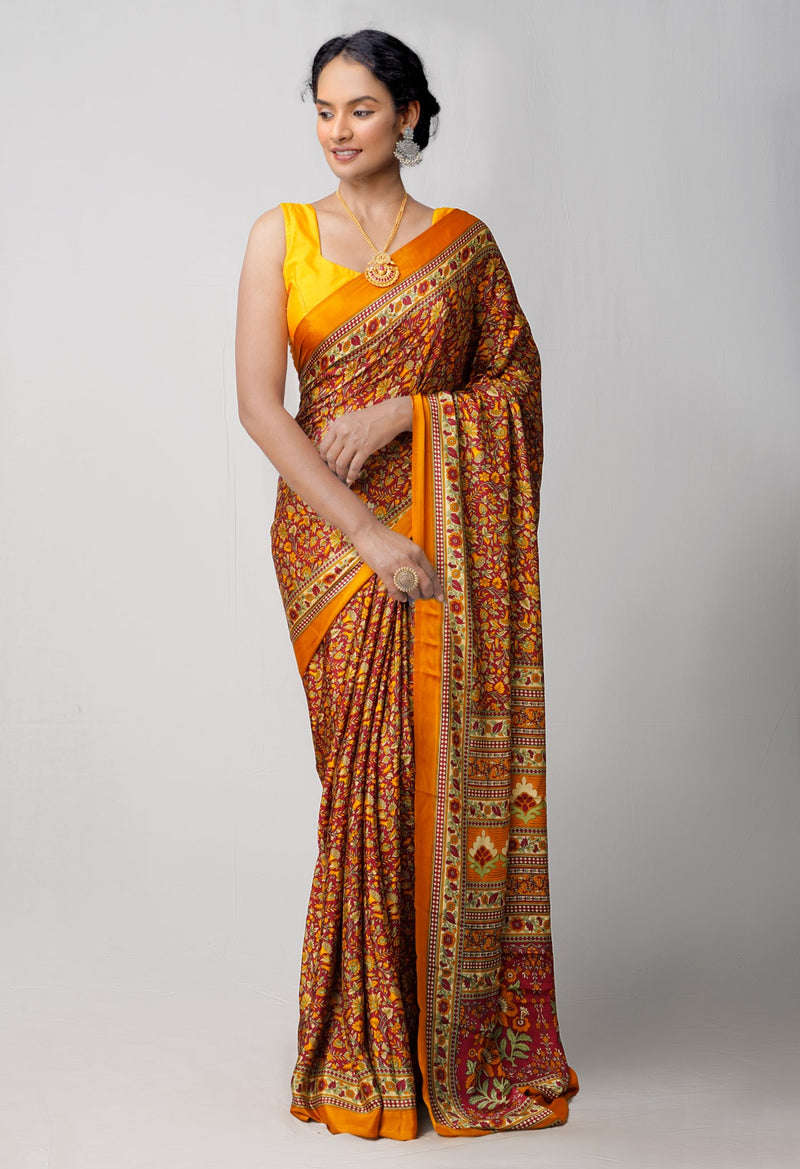 Maroon  Crepe Soft Silk Saree