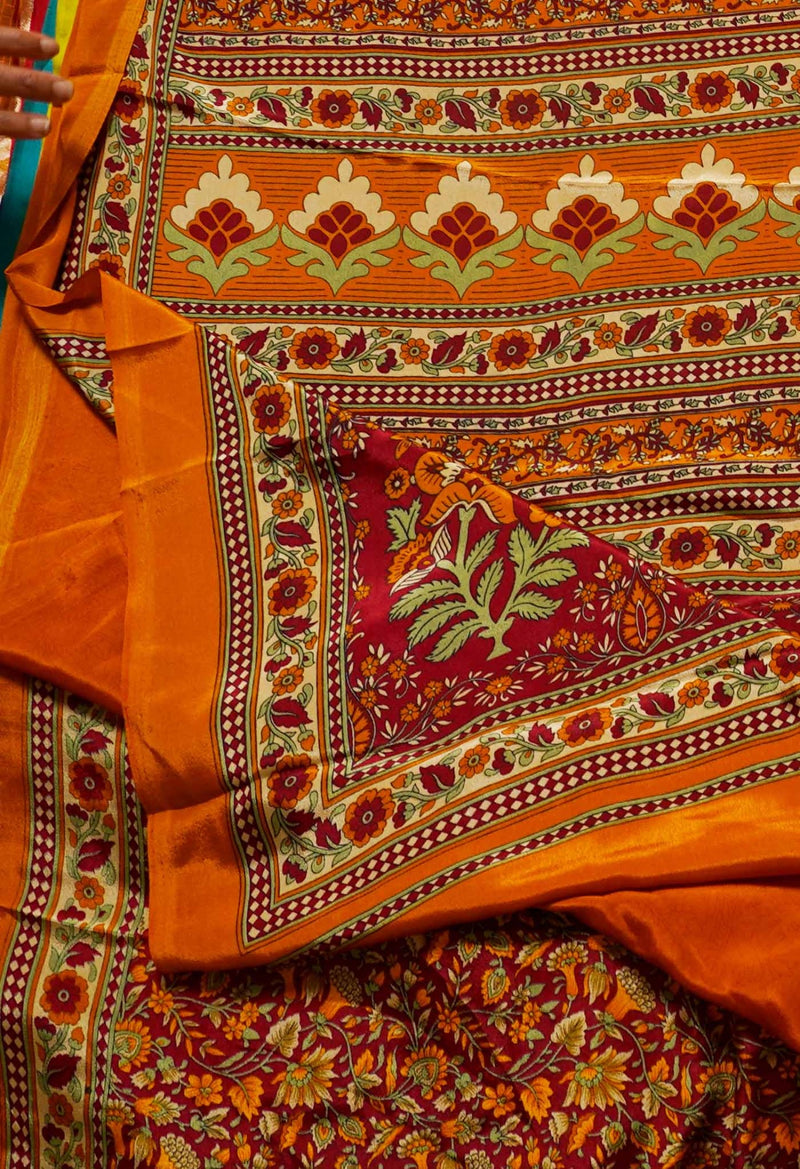 Maroon  Crepe Soft Silk Saree