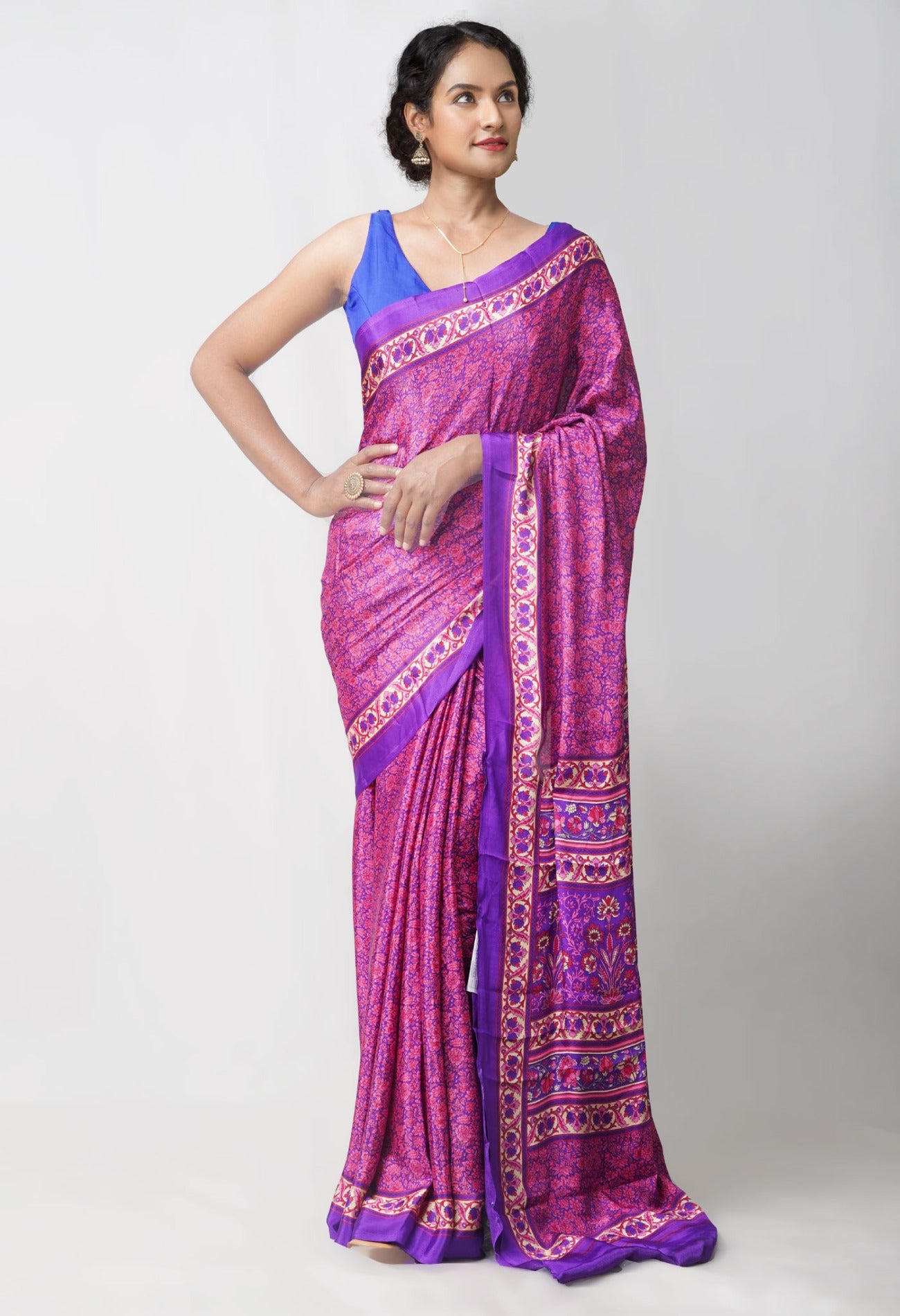Online Shopping for Blue  Crepe Soft Silk Saree with Fancy/Ethnic Prints from Punjab at Unnatisilks.com India

