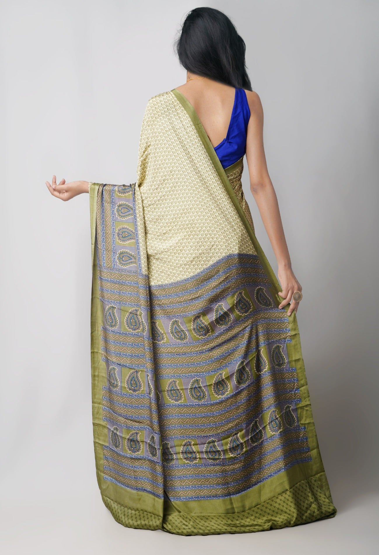 Online Shopping for Cream  Crepe Soft Silk Saree with Fancy/Ethnic Prints from Punjab at Unnatisilks.comIndia
