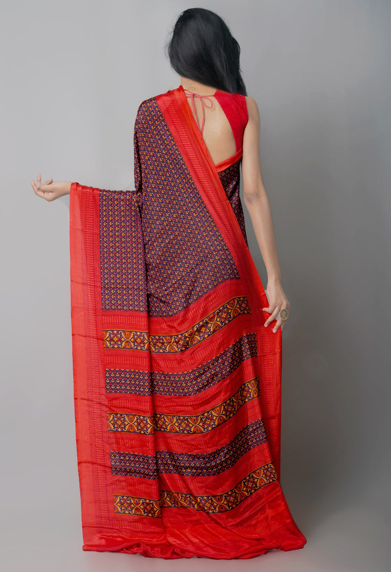 Online Shopping for Navy Blue  Crepe Soft Silk Saree with Fancy/Ethnic Prints from Punjab at Unnatisilks.comIndia
