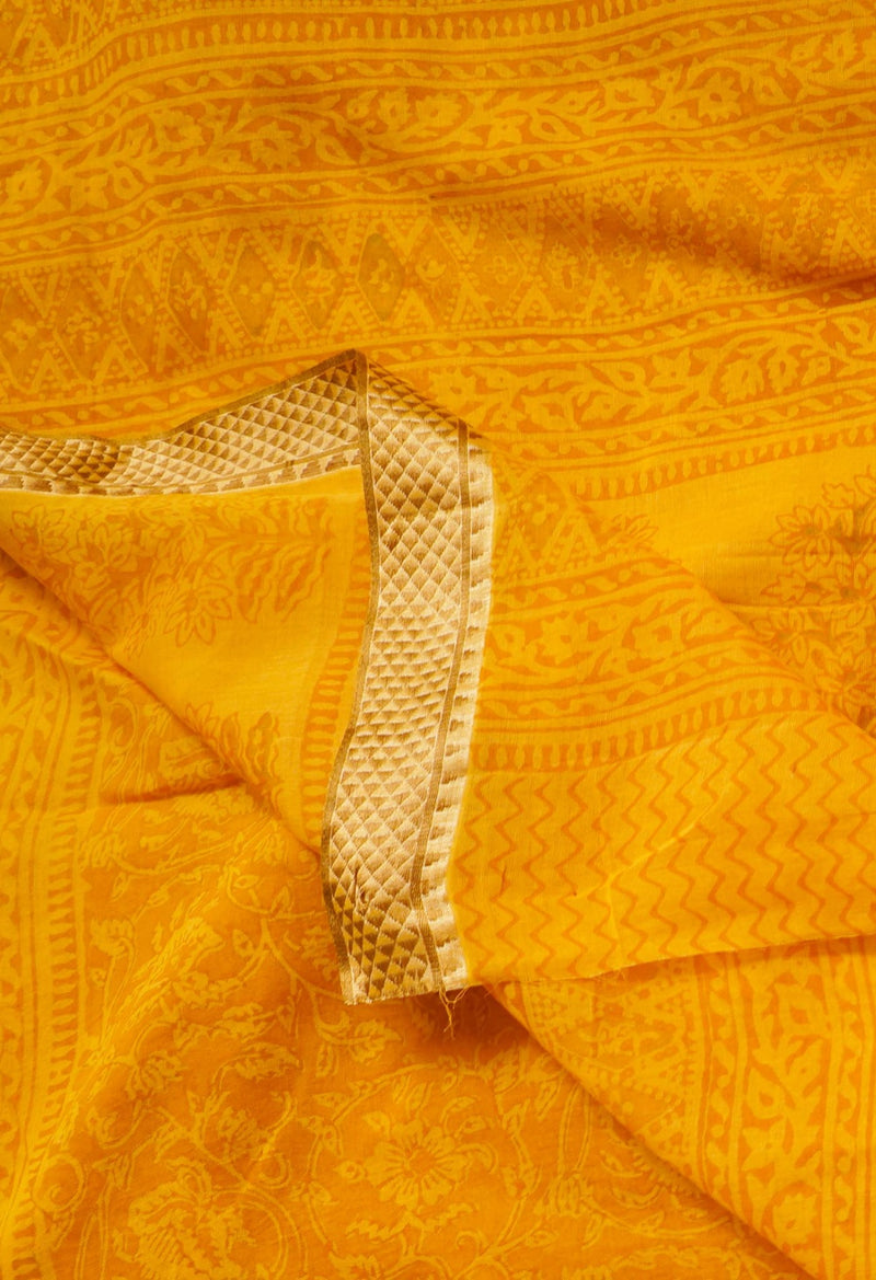 Online Shopping for Yellow  Mulmul Cotton Saree with Hand Block Prints from Rajasthan at Unnatisilks.comIndia
