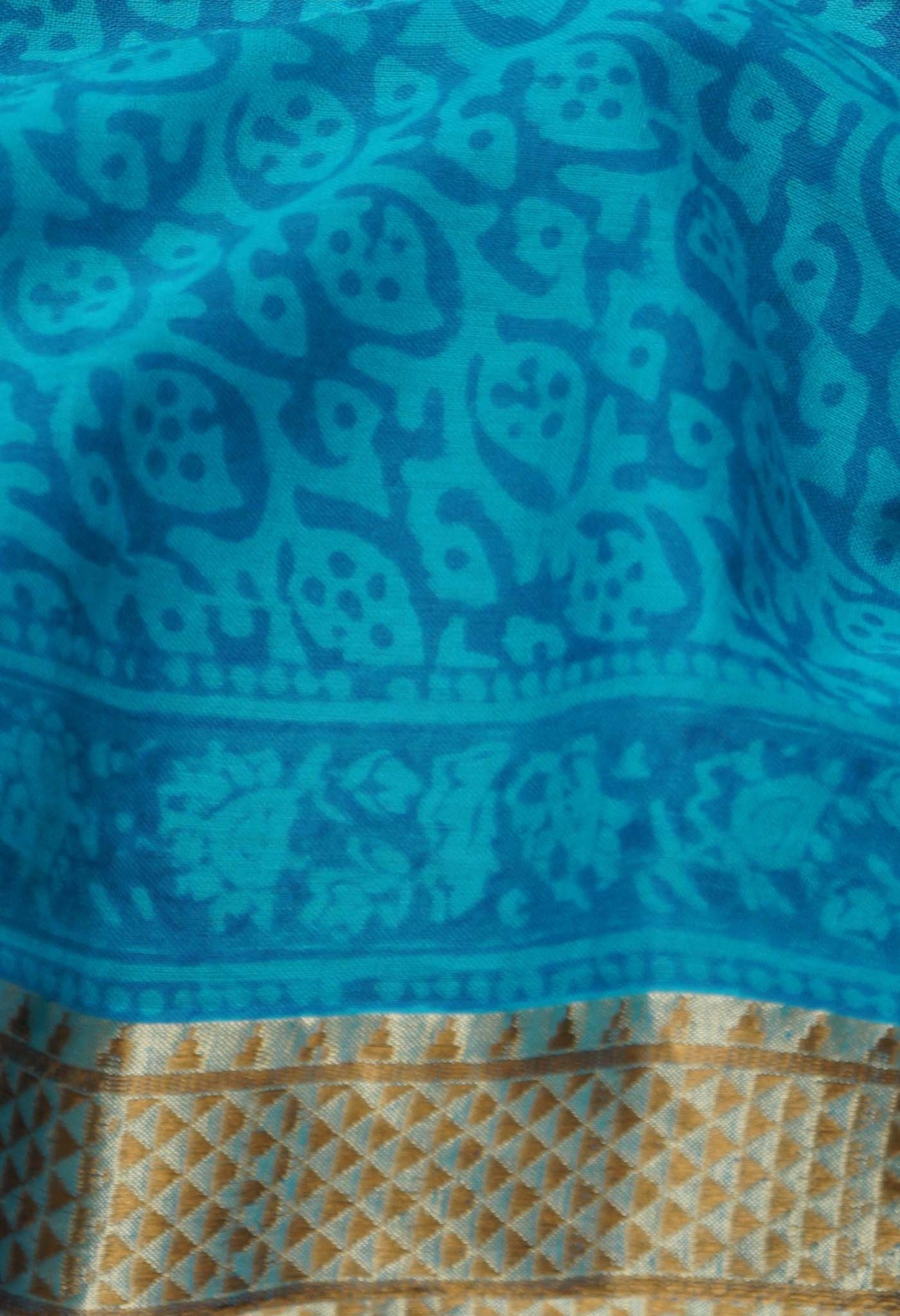 Online Shopping for Sky Blue  Mulmul Cotton Saree with Hand Block Prints from Rajasthan at Unnatisilks.com India
