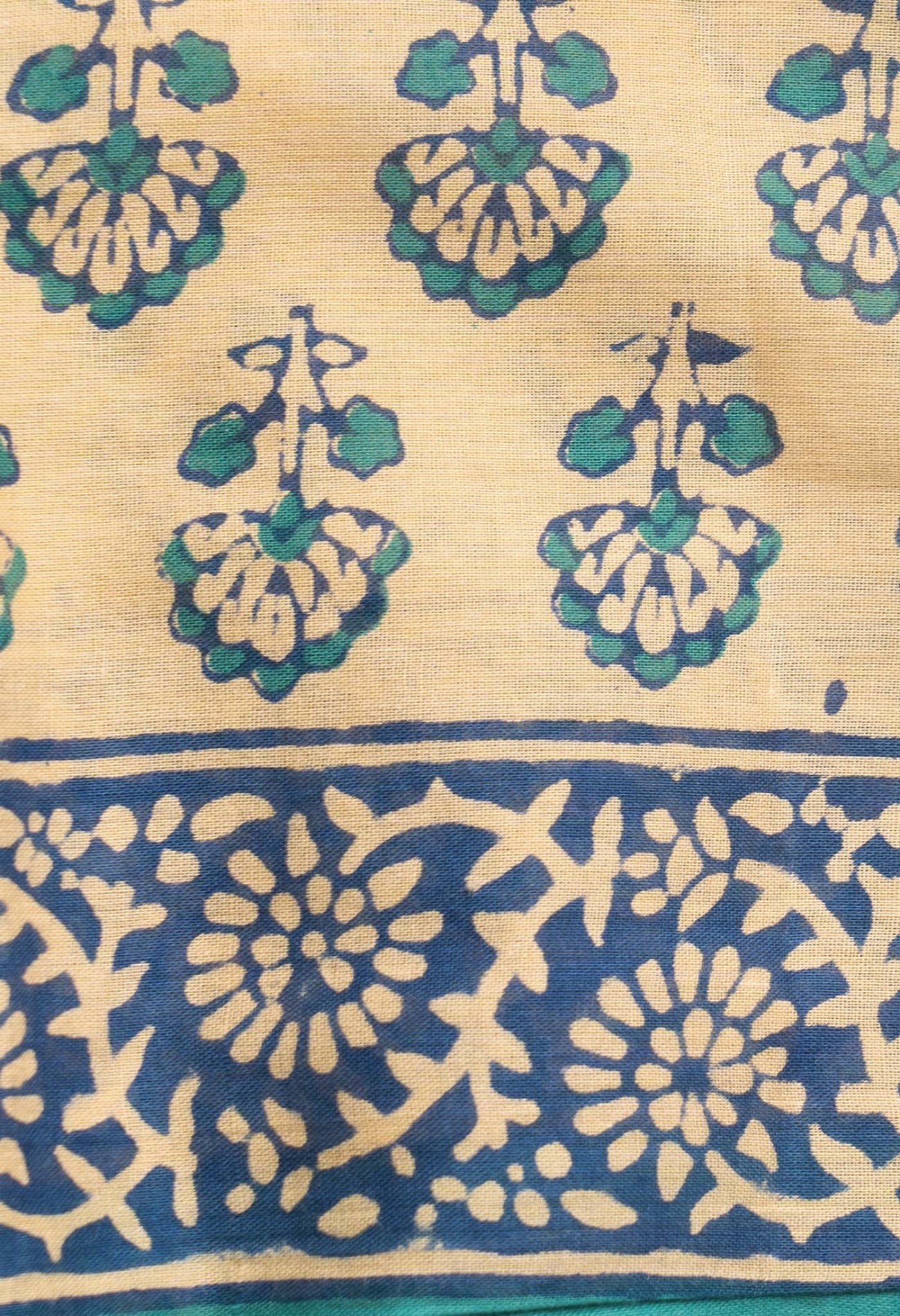 Online Shopping for Cream Pure Mulmul Cotton Saree with Hand Block Prints from Rajasthan at Unnatisilks.com India
