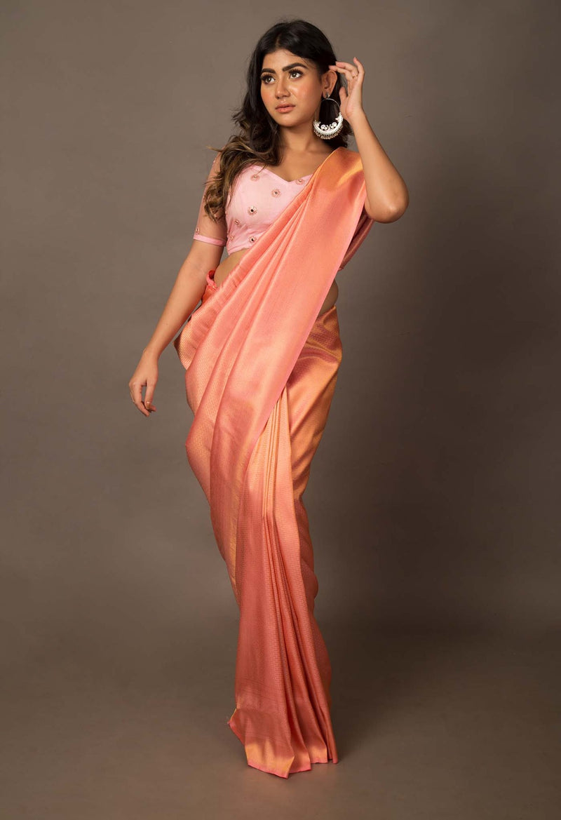 Online Shopping for Pink  Banarasi Silk Saree with Banarasi /Brocade from Uttar Pradesh at Unnatisilks.com India