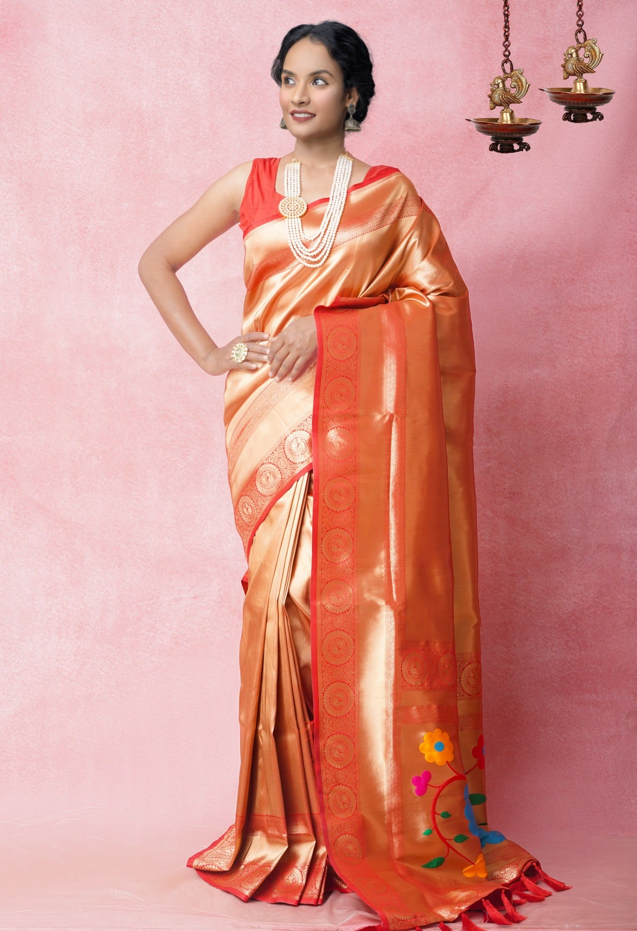 Red  Banarasi Silk Saree-UNM62186
