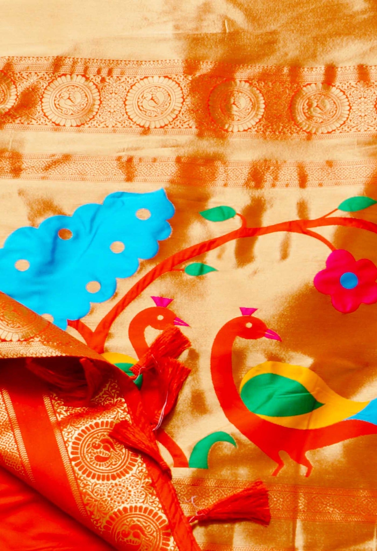 Online Shopping for Red  Banarasi Silk Saree with Banarasi /Brocade from Uttar Pradesh at Unnatisilks.com India
