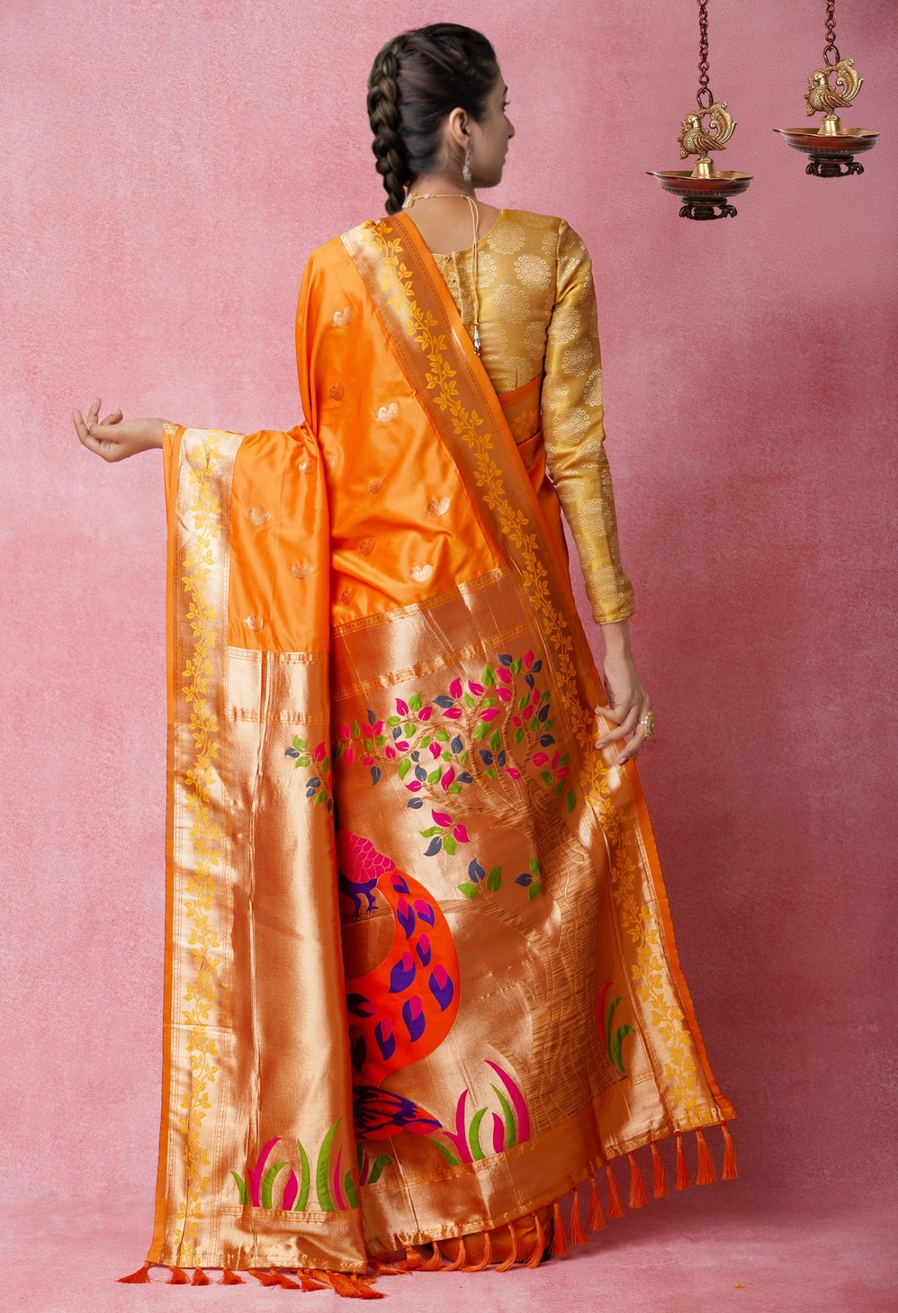 Online Shopping for Yellow  Banarasi Silk Saree with Banarasi /Brocade from Uttar Pradesh at Unnatisilks.com India

