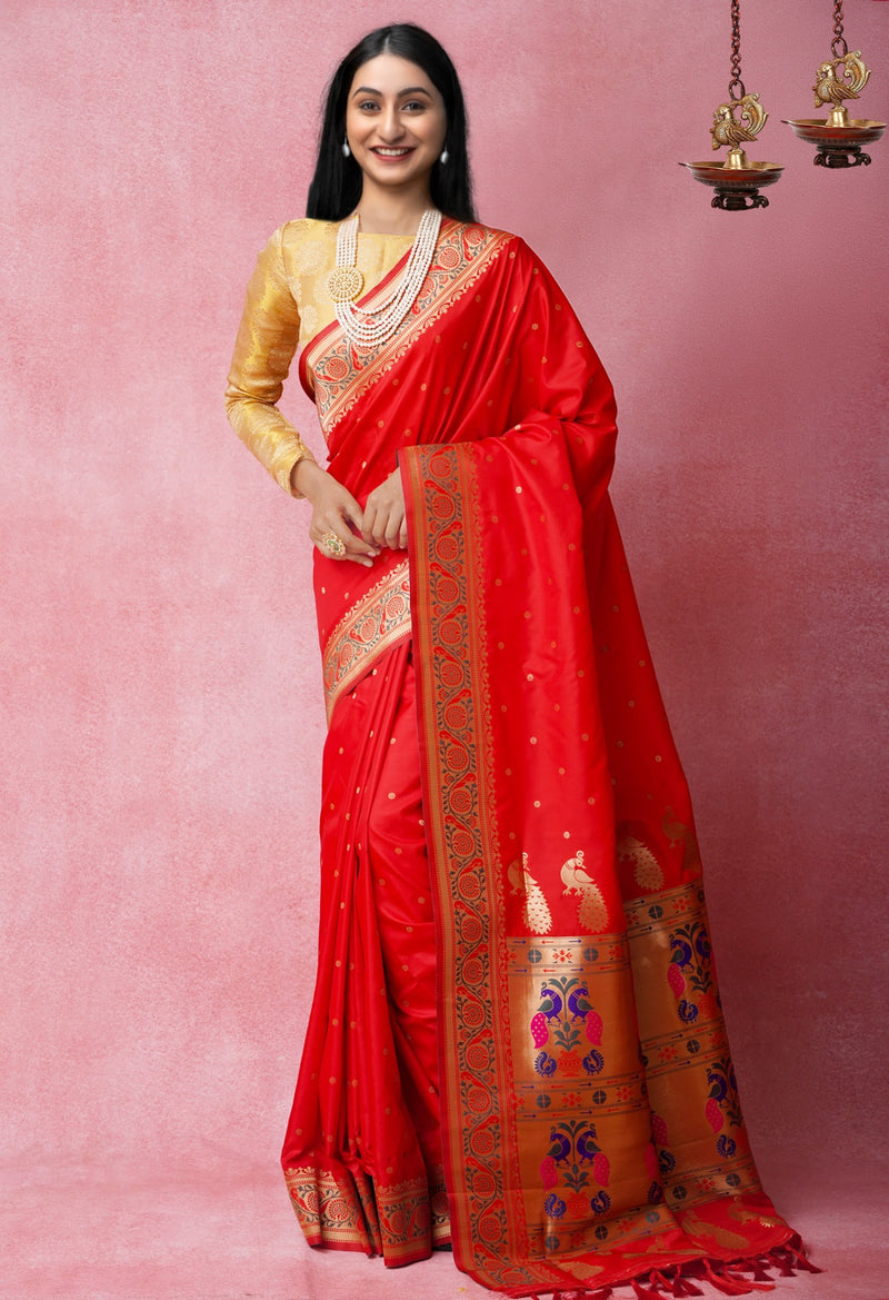 Red  Banarasi Silk Saree